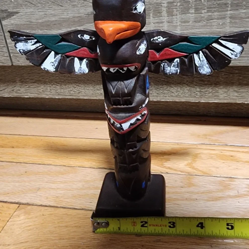 Authentic Alaska Craft Totem Pole Ketchikan Carved Wood Moveable Painted